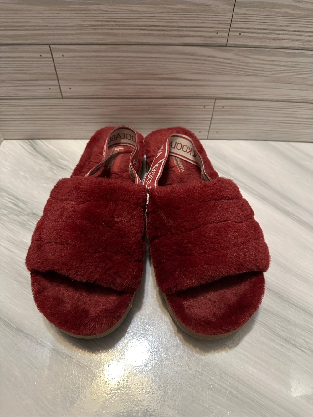 Koolaburra Plush Burgundy Slide Slippers
